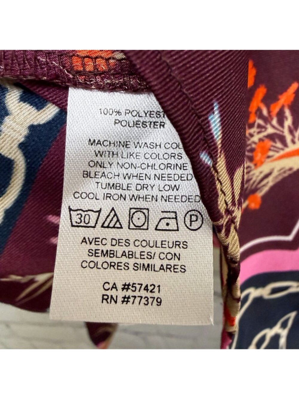 Ann Taylor Bow Blouse XL Burgundy Floral Link Print Career Office Womens Top - Picture 8 of 8